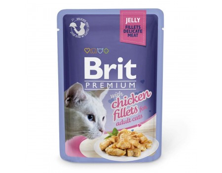 Вологий корм Brit Premium Шматочки курячого філе в желе