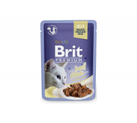 Влажный корм Brit Premium Cat pouch Кусочки филе говядины в желе 85г ..