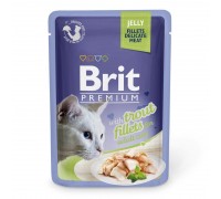 Влажный корм Brit Premium Cat pouch Кусочки филе форели в желе 85г..