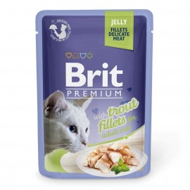 Вологий корм Brit Premium Cat pouch Шматочки філе форелі в желе 85г..