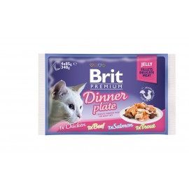 Вологий корм Brit Premium Набір паучів для кішок Dinner Plate Jelly об..