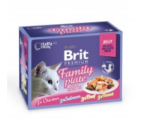 Вологий корм Brit Premium Набір паучів для кішок Family Plate Jelly сі..
