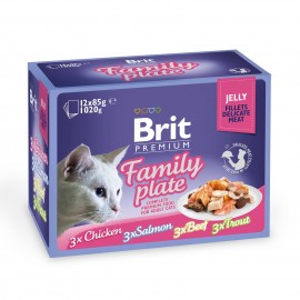 Влажный корм Brit Premium Набор паучей для кошек Family Plate Jelly се..
