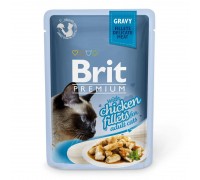 Вологий корм Brit Premium Cat pouch Шматочки курячого філе в соусі 85г..