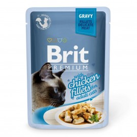 Влажный корм Brit Premium Cat pouch Кусочки куриного филе в соусе 85г..