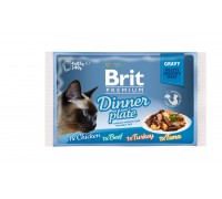 Вологий корм Brit Premium Набір паучів для кішок Dinner Plate Gravy об..
