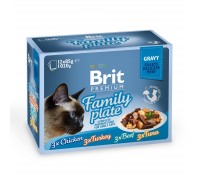 Вологий корм Brit Premium Набір паучів для котів Family Plate Gravy сі..