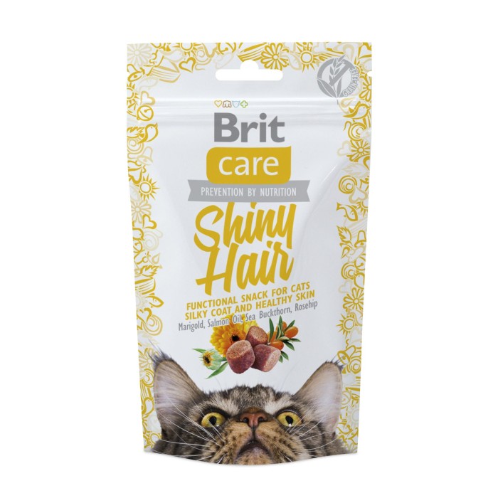 Функціональні ласощі Brit Care Shiny Hair з лососем д/котів, 50г