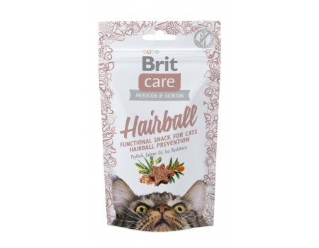 Функціональні ласощі Brit Care Hairball з качкою д/котів, 50г