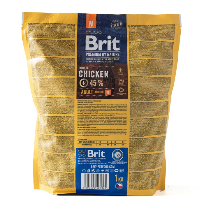 Сухий корм для дорослих собак середніх порід Brit Premium Dog Adult M з куркою, 1 кг