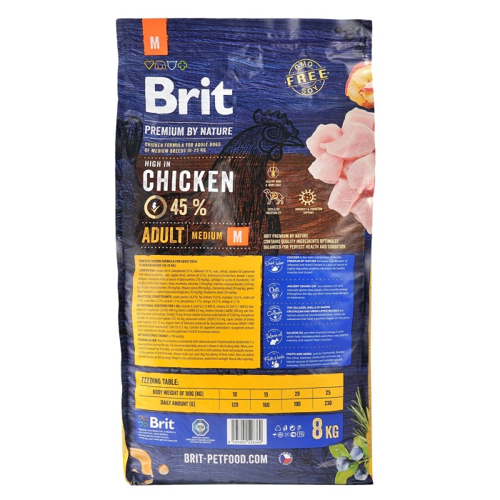 Сухий корм для дорослих собак середніх порід Brit Premium Dog Adult M з куркою, 8 кг