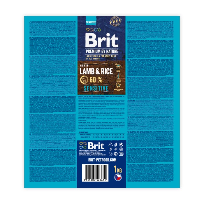 Сухий корм для собак з чутливим травленням Brit Premium Dog Sensitive Lamb з ягням, 1 кг 