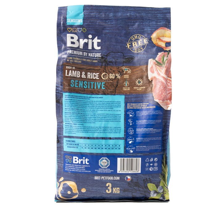 Сухий корм для собак з чутливим травленням Brit Premium Dog Sensitive Lamb з ягням, 3 кг 