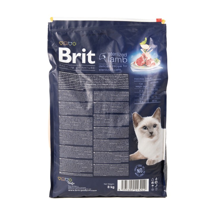 Сухой корм для стерилизованных кошек Brit Premium by Nature Cat Sterilized Lamb с ягненком, 8 кг