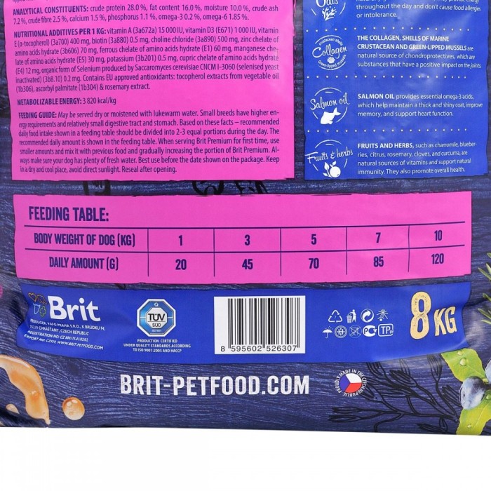 Brit Premium Dog Adult S для дорослих собак маленьких порід 8 кг
