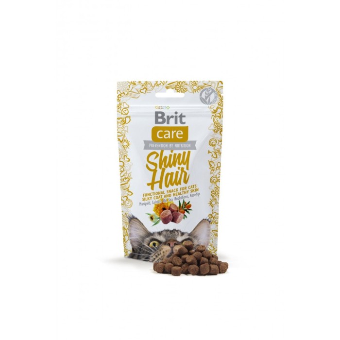 Функціональні ласощі Brit Care Shiny Hair з лососем д/котів, 50г