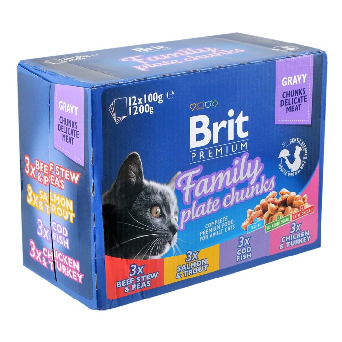 Влажный корм Brit Premium Ассорти Семейная тарелка 4 вкуса