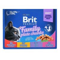 Brit Premium Cat Набор паучей Семейная тарелка 4 вкуса, 12x100г