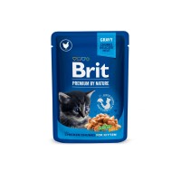 Вологий корм Brit Premium Cat pouch Шматочки з курочкою для кошенят, 100 г