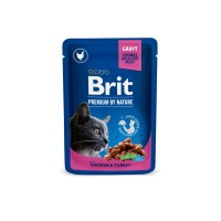 Вологий корм Brit Premium Cat pouch Курка та індичка для дорослих кішок, 100 г