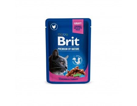 Вологий корм Brit Premium Курка та індичка для дорослих кішок