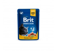 Вологий корм Brit Premium Cat pouch Лосось та форель для дорослих кішо..