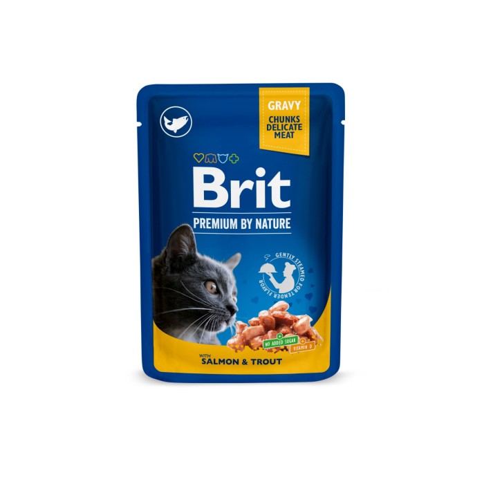 Вологий корм Brit Premium Лосось та форель для дорослих кішок