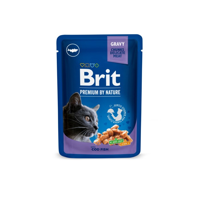 Вологий корм Brit Premium Тріска для дорослих кішок