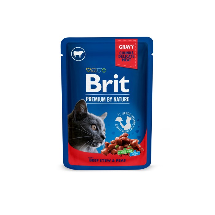 Вологий корм Brit Premium Рагу з яловичини з горошком для дорослих кішок