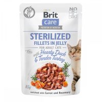 Влажный корм Brit Care Cat pouch, для стерилизованных кошек, филе утки и индейки в желе, 85 г