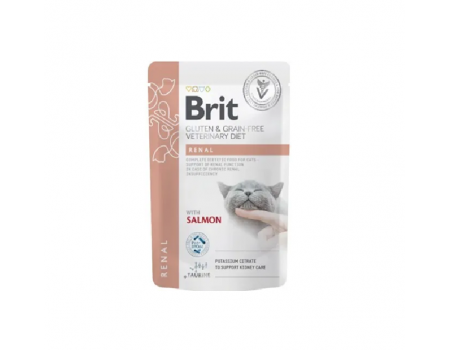 Корм вологий Brit GF VD Renal для котів з лососем 85 г