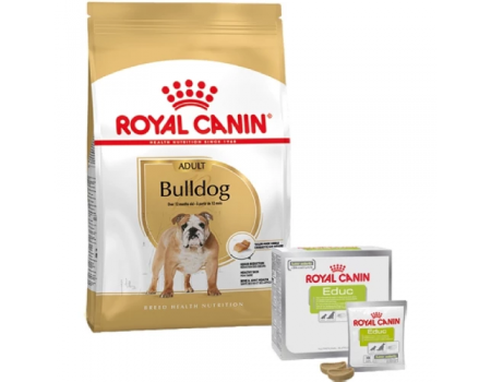 Сухой корм ROYAL CANIN BULLDOG ADULT 12 kg + лакомство EDUC 30 шт.