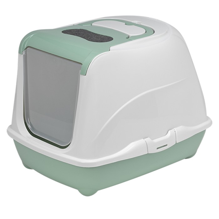 Закрытый туалет с откидной крышкой для кошек Moderna Flip Cat ФЛИП КЭТ, 50х39х37см, светло-зеленый