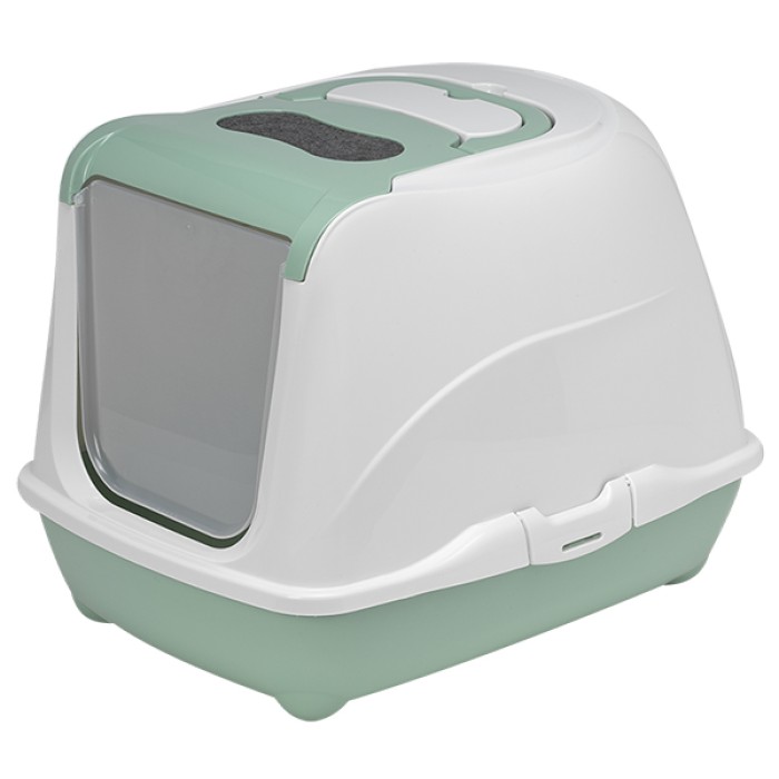 Закрытый туалет с откидной крышкой для кошек Moderna Flip Cat Jumbo ФЛИП КЭТ ДЖУМБО, 58х45х42 см, светло-зеленый