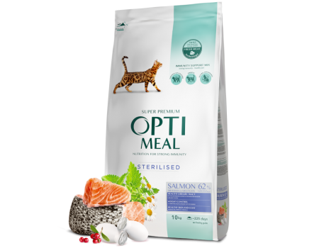 Optimeal Сухой корм для стерилизованных кошек, лосось 10 кг