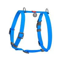 Шлея для собак Н-подібна WAUDOG Waterproof з QR-паспортом, пряжка-фастекс, S, Ш 15 мм, А 28-42 см, В 34-51 см, блакитний