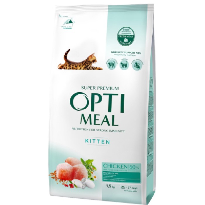 Сухой корм Optimeal, для котят, с курицей 1,5 кг
