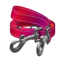 Повідець-перестібка для собак WAUDOG Nylon Mono, світловідбивний, М, Ш 20 мм, Д 300 см, рожевий