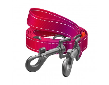 Поводок-перестежка для собак WAUDOG Nylon Mono, светоотражающий, М, Ш 20 мм, Д 300 см, розовый