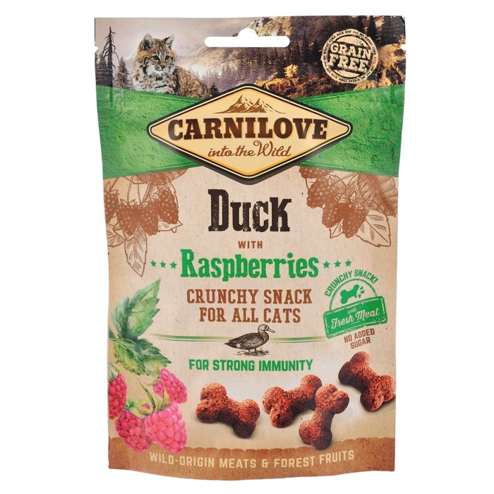 Ласощі Carnilove Crunchy Snack Duck with Raspberries, для котів, для міцного імунітету, з качкою та малиною, 50 г