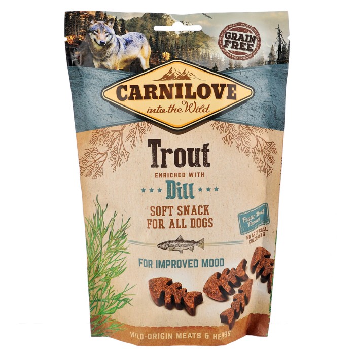 Лакомство Carnilove Semi Moist Snack Trout with Dill, для собак, с форелью и укропом, 200 г