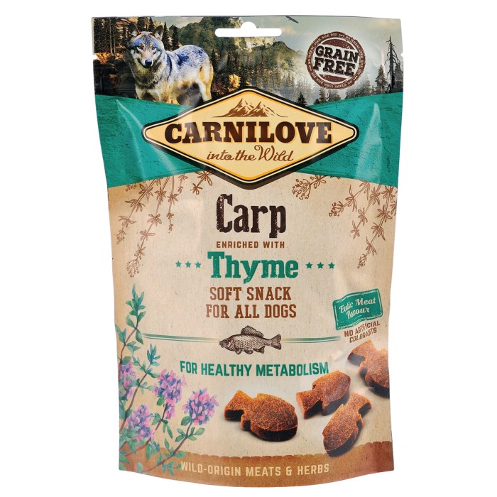 Лакомство Carnilove Semi Moist Snack Carp with Thyme, для собак, улучшение обмена веществ, с карпом и тимьяном, 200 г