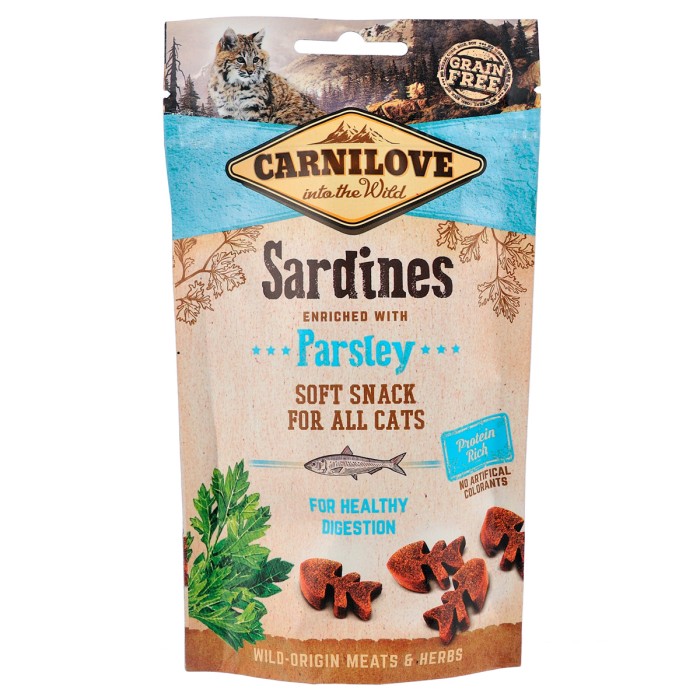 Ласощі Carnilove Semi Moist Snack Sardine with Parsley, для котів з чутливим травленням, з сардиною та петрушкою, 50 г