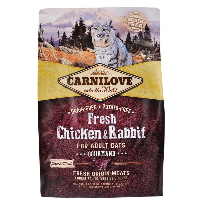 Корм сухой Carnilove Fresh Chicken & Rabbit, для взрослых кошек, с курицей и кроликом, 400 г