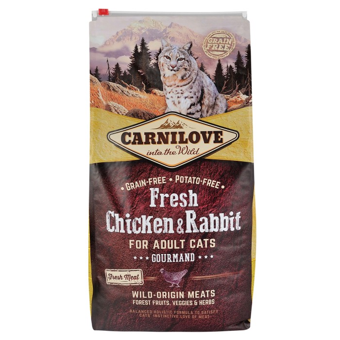 Корм сухой Carnilove Fresh Chicken & Rabbit, для взрослых кошек, с курицей и кроликом, 6 кг
