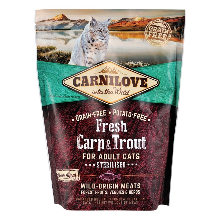 Корм сухой Carnilove Fresh Carp & Trout Sterilise, для стерилизованных взрослых кошек, с карпом и форелью, 400 г