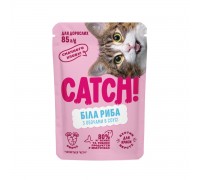 Вологий корм CATCH! для дорослих котів, з білою рибою та овочами в соу..