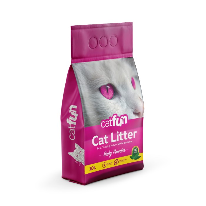 Наповнювач Catfun бентонітовий для котячих туалетів з ароматом дитячої присипки 10 л