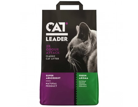 Кэт Лидер (CAT LEADER) Classic 2xOdour Attack Fresh КЭТ ЛИДЕР КЛАССИК ДВОЙНАЯ СВЕЖЕСТЬ супер впитывающий наполнитель в кошачий туалет, 5 кг.