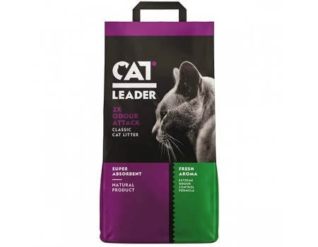 Кэт Лидер (CAT LEADER) Classic 2xOdour Attack Fresh КЭТ ЛИДЕР КЛАССИК ДВОЙНАЯ СВЕЖЕСТЬ супер впитывающий наполнитель в кошачий туалет, 10 кг.